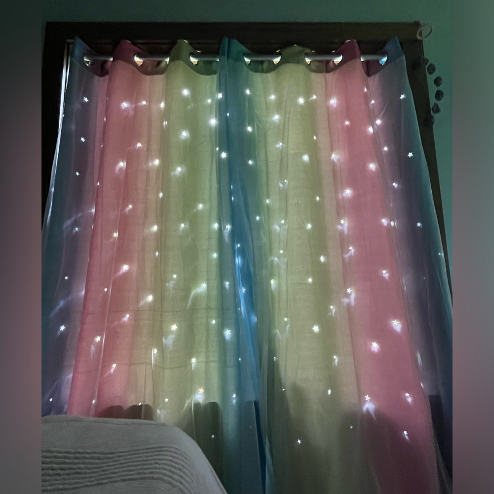 Rainbow Curtains With Colorful Star Cut-Out And Room Darkening - Picture 9 of 10